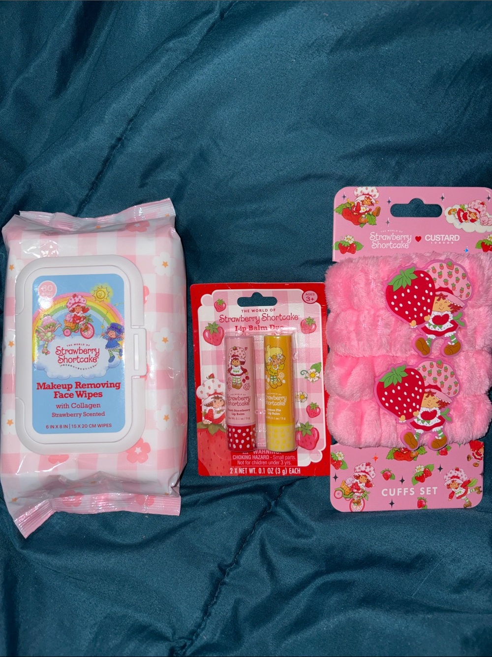 Strawberry Shortcake Pink Makeup Wristbands, Large Makeup Wipes & Lip Balms